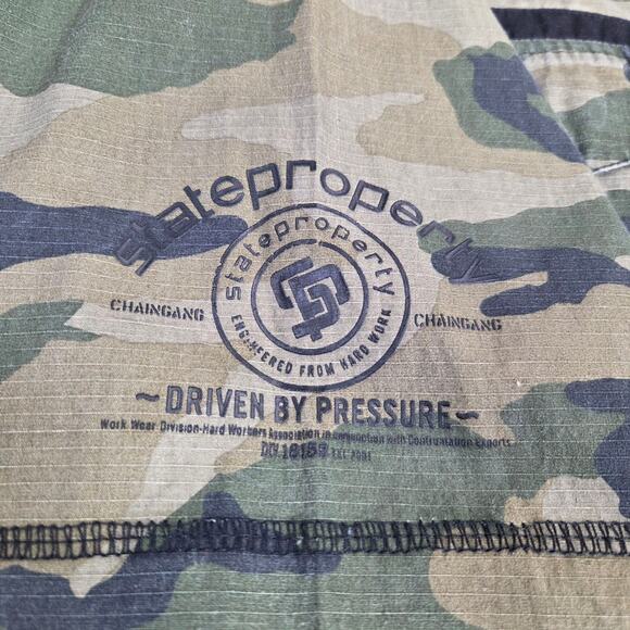 Vtg Y2K State Property Rocawear Camo Button Up Shirt Hip Hop Y2K 90's Sz 4X - Picture 7 of 15